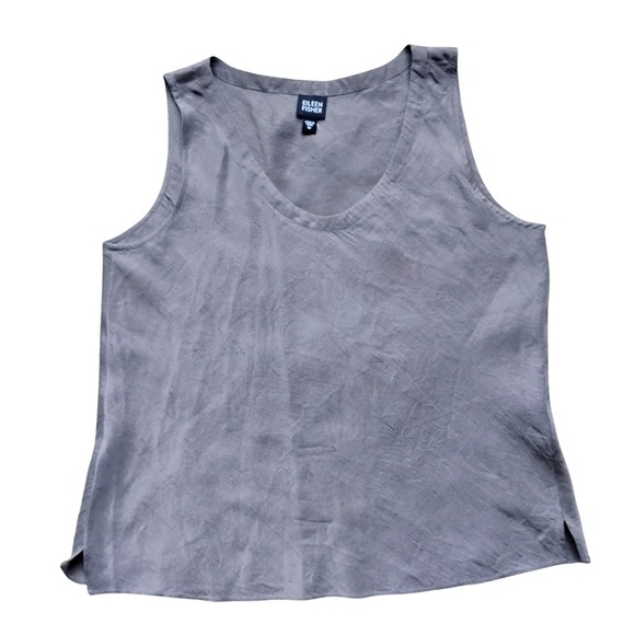 Eileen Fisher Tank Top Sleeveless V Neckcool taupe Casual Blouse/2x $50 - Picture 2 of 7